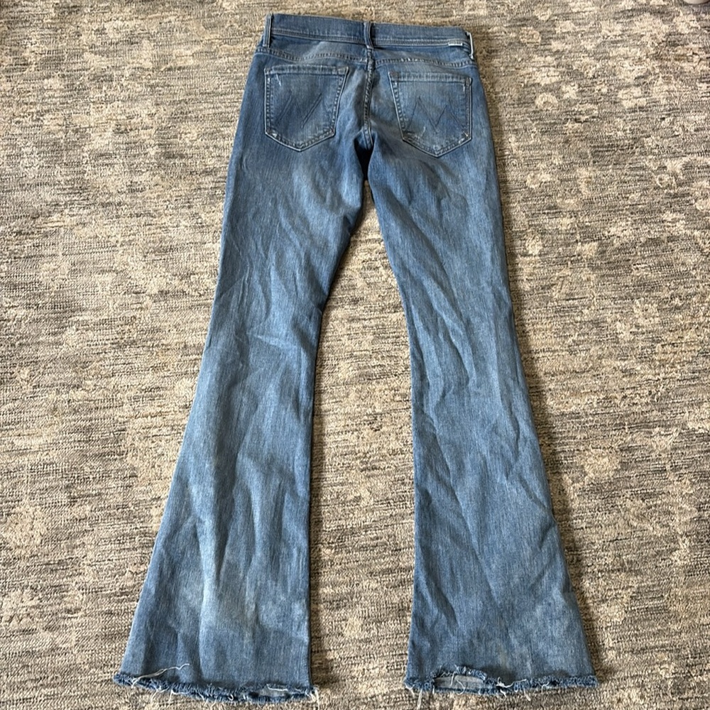 MOTHER Blue Distressed Flare Jeans - Picture 7 of 8